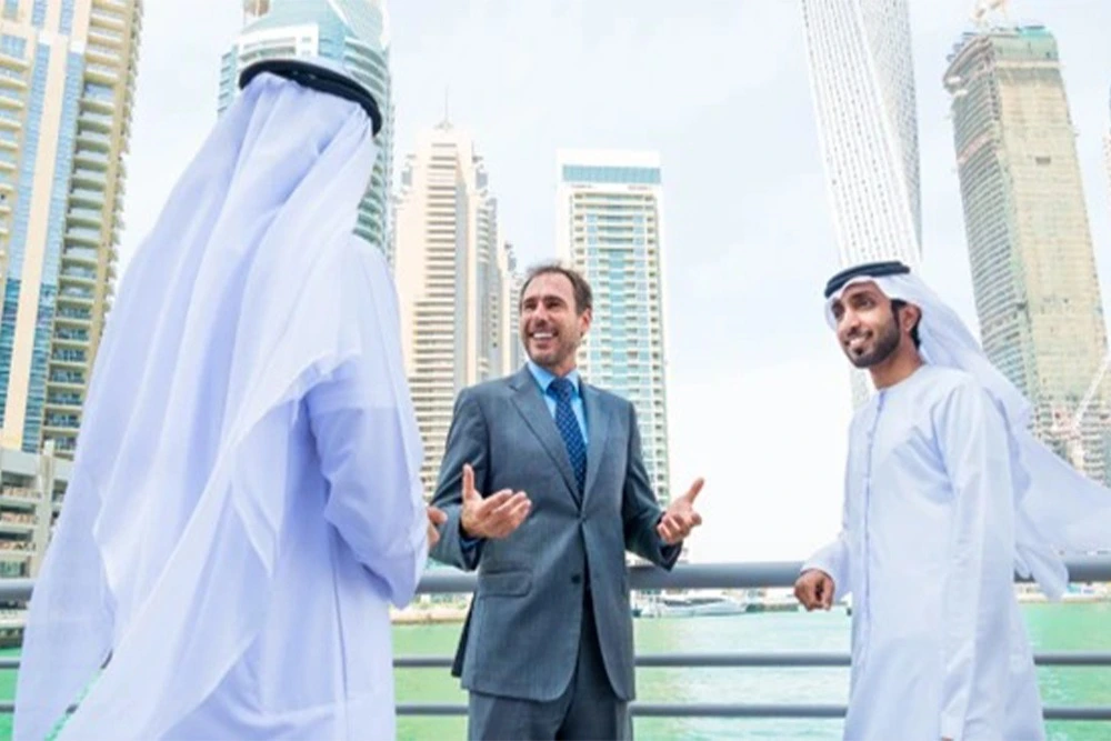 happy businessmen meeting