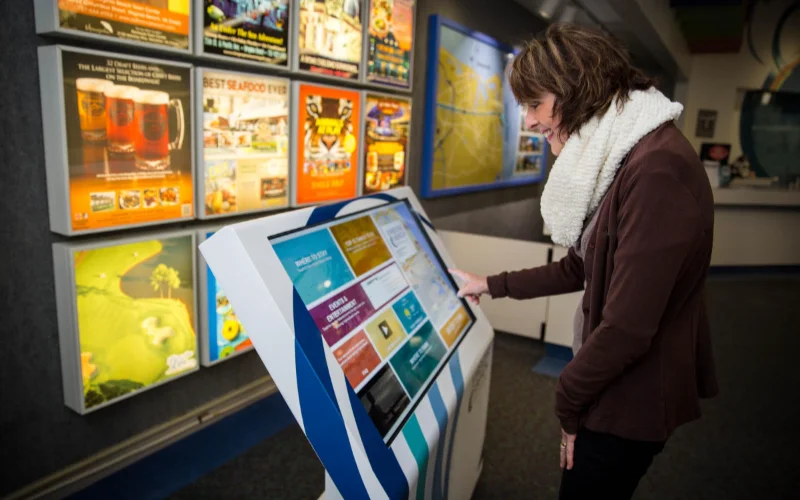 Information Kiosk happy Tourist lady